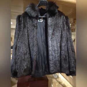 Saga Black Mink w/ Black Fox Trim Jacket